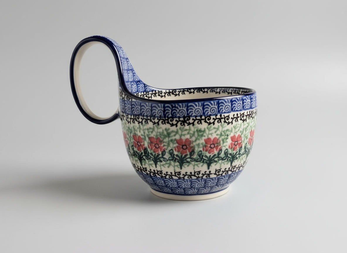 Polish Pottery Loop Handle Bowl, Ceramika Art.