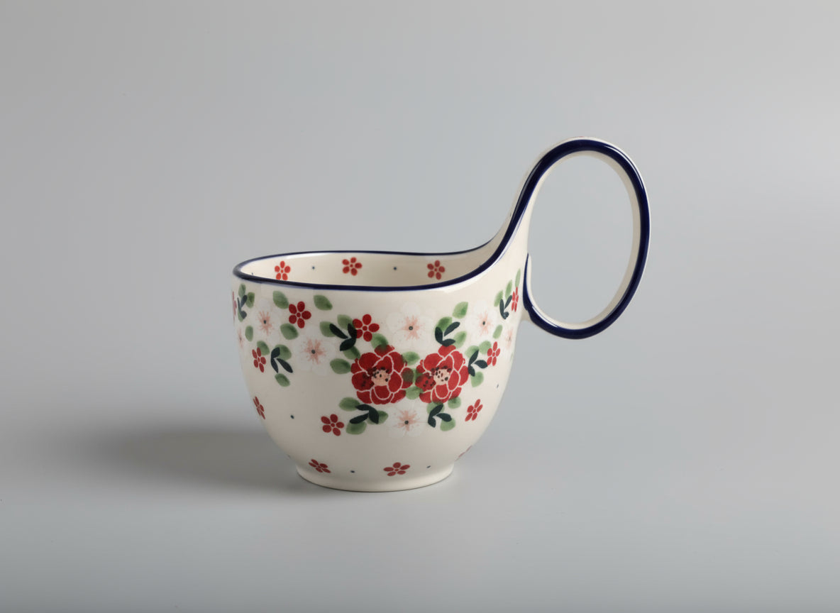 Polish Pottery Loop Handle Bowl, Ceramika Art.