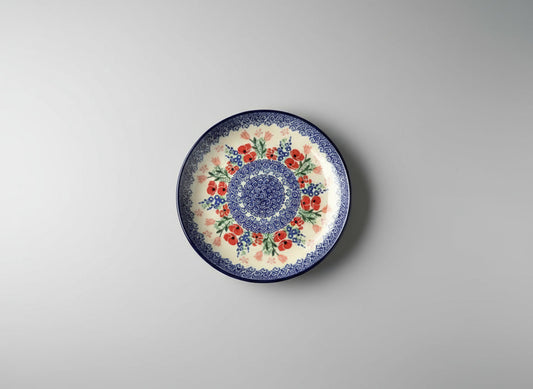 Polish Pottery Dessert Plate, Ceramika Arr. Poppies