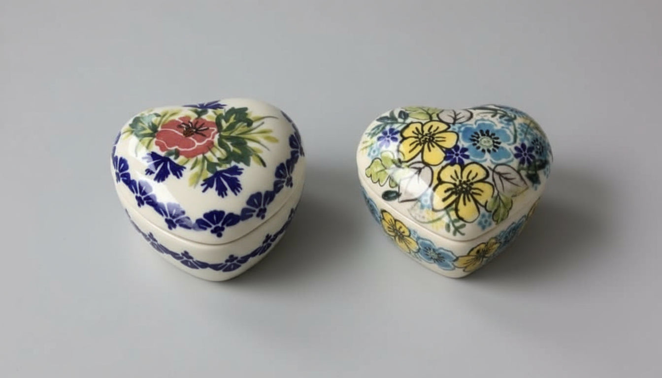 Polish Pottery Heart Box,WR Unikat & Vena