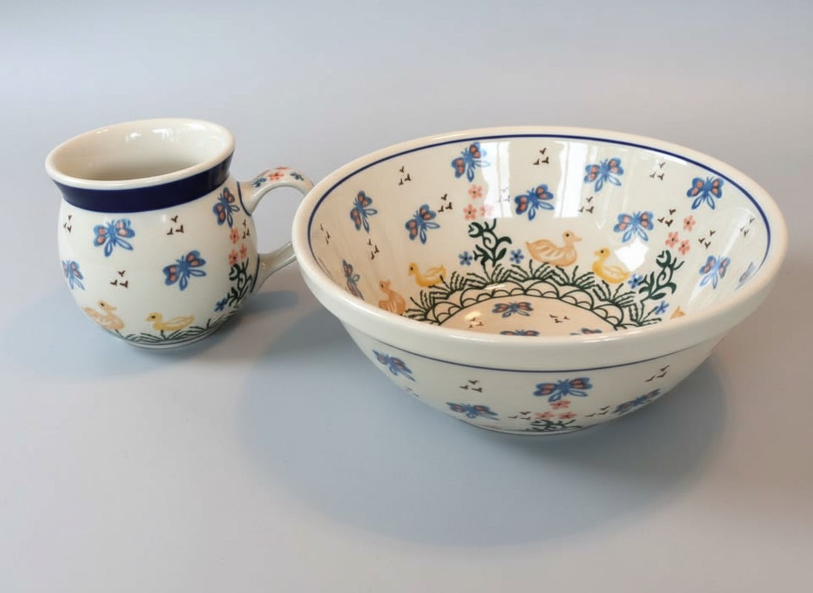Polish Pottery Children's Bowl & Mug, Ceramika Art.