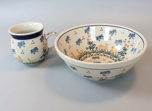 Polish Pottery Children's Bowl & Mug, Ceramika Art.