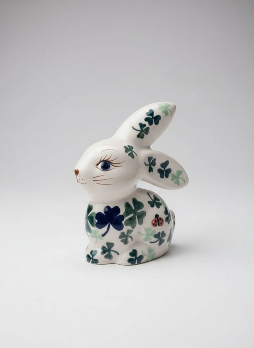 Polish Pottery Bunny, Vena, Shamrock