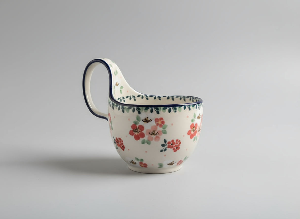 Polish Pottery Loop Handle Bowl, Ceramika Art.