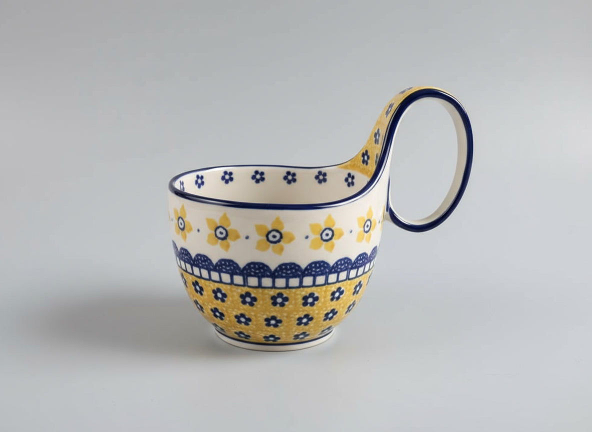 Polish Pottery Loop Handle Bowl, Ceramika Art.