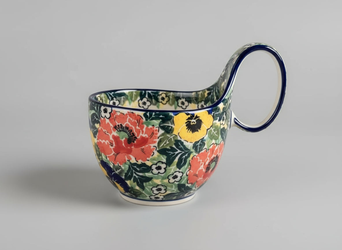 Polish Pottery Loop Handle Bowl, Ceramika Art.