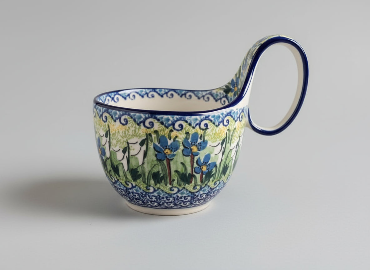Polish Pottery Loop Handle Bowl, Ceramika Art.