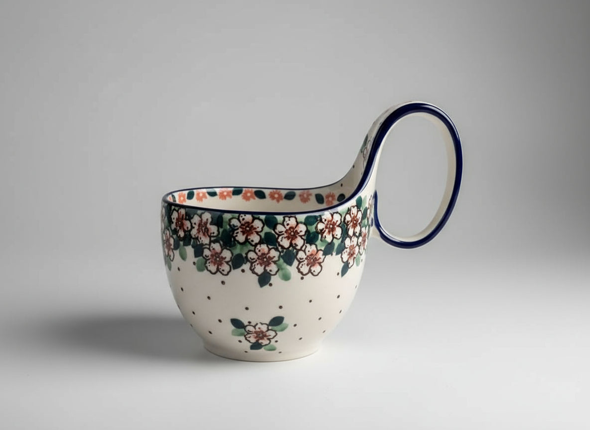 Polish Pottery Loop Handle Bowl, Ceramika Art.