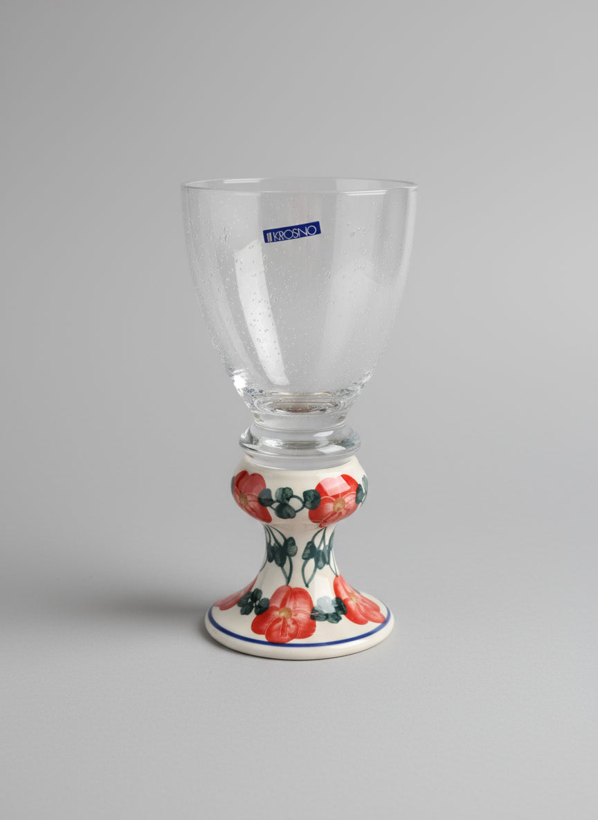 Polish Pottery Wine Glass, 12 oz., Andy