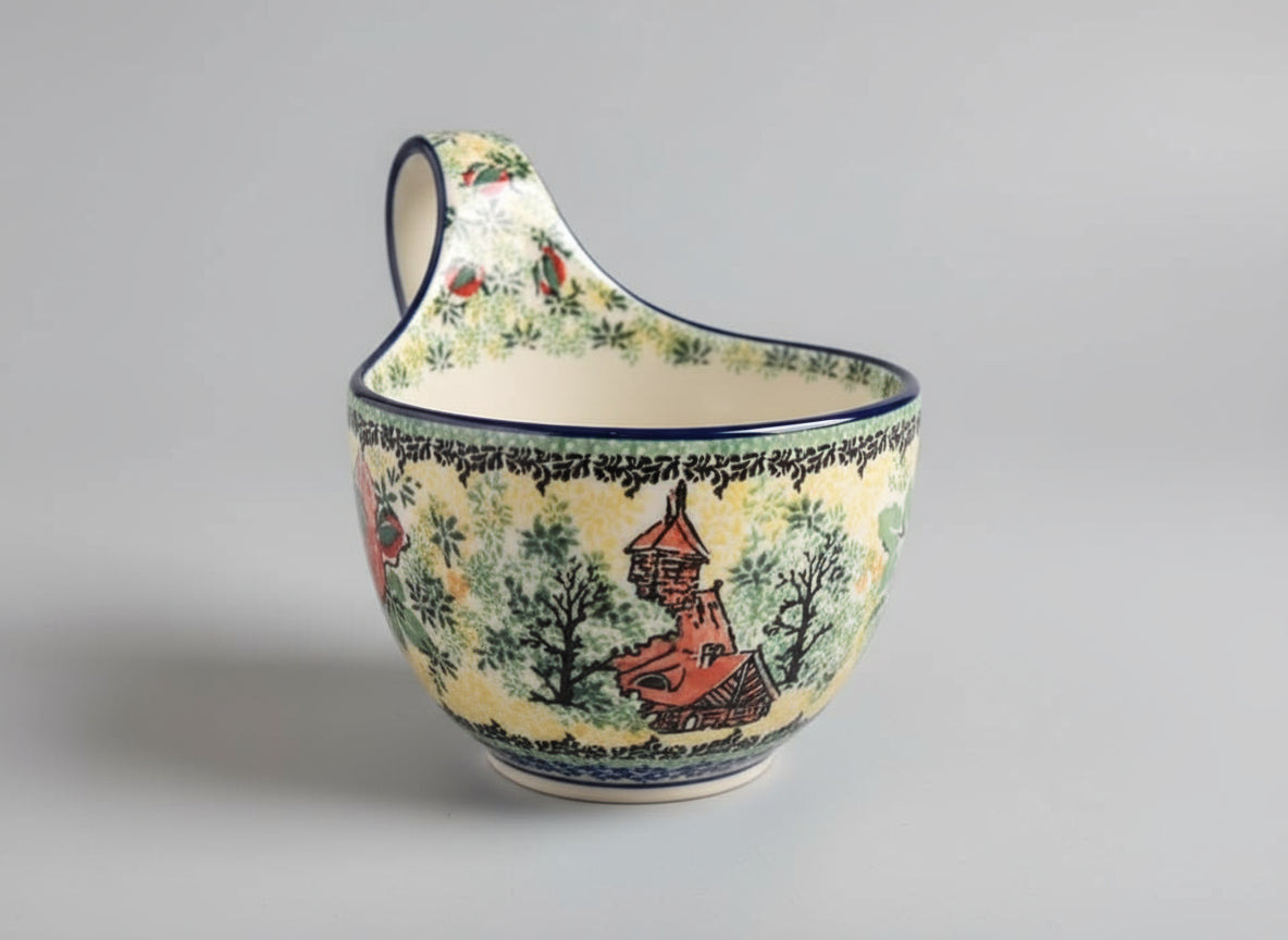 Polish Pottery Loop Handle Bowl, Ceramika Art.