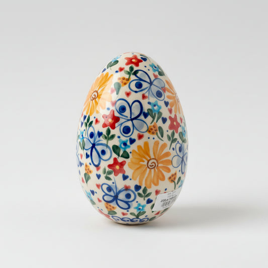Vena Polish Pottery Egg, Butterflies, 6"