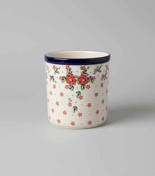Decorative ceramic pot with floral pattern